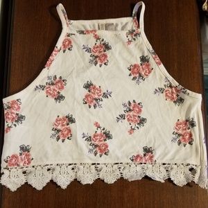 Floral Crocheted Spaghetti Strap Crop Top